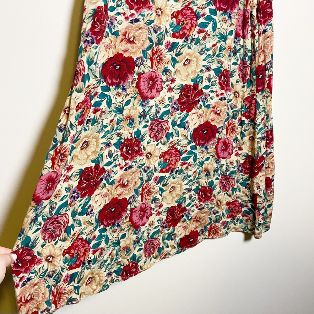 Vintage 90s Sag Harbor Floral Print Midi Skirt - Picture 2 of 7
